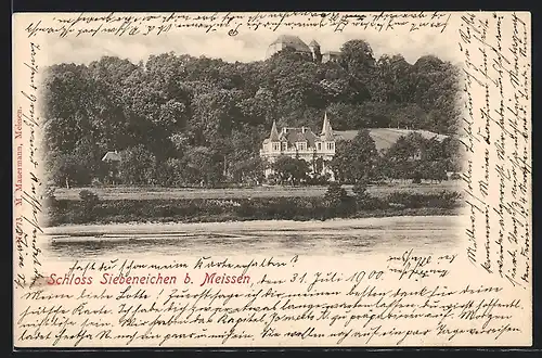 AK Meissen, Blick zum Schloss Siebeneichen