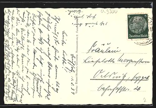 AK Pöhlberg b. Annaberg, Panorama mit Bäumen