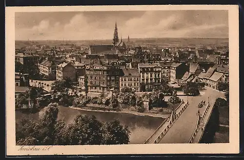 AK Zwickau i. Sa., Blick über die Brücke in die Stadt