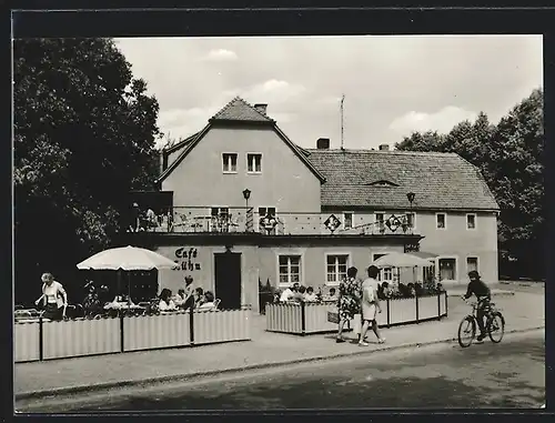 AK Berggiesshübel, Cafe Kühn, Radfahrer