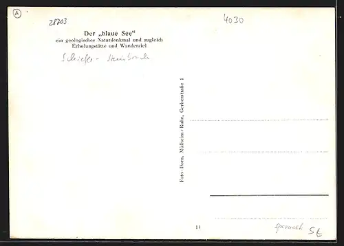 AK Ratingen, Am blauen See, geologisches Naturdenkmal und Erholungsstätte