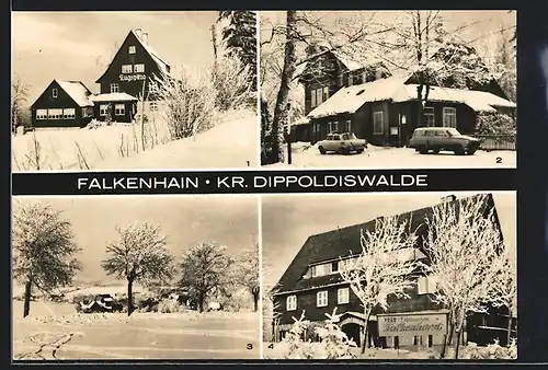AK Falkenhain /Dippoldiswalde, Café Zugspitze, HO-Hotel Erzgebirgsbaude, FDGB-Erholungsheim Falkenhorst