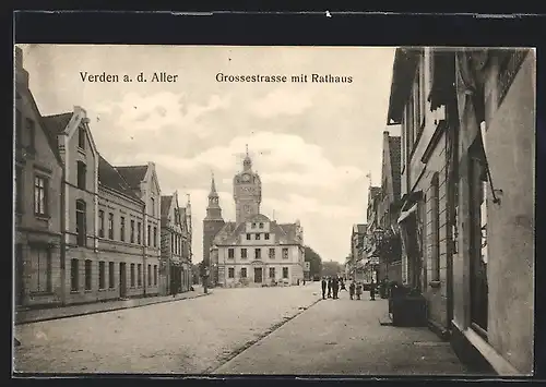 AK Verden a. d. Aller, Grossestrasse mit Rathaus