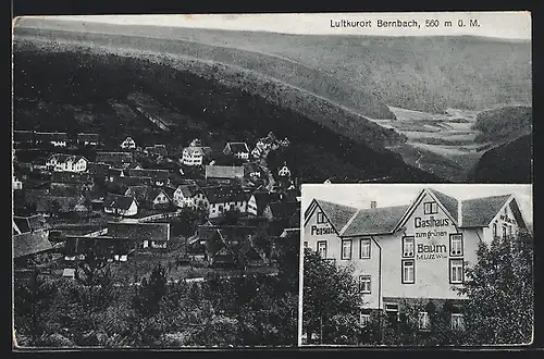 AK Bernbach, Gasthaus zum Grünen Baum, Ortsansicht mit Umgebung