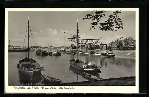 AK Gernsheim am Rhein, Oberer Hafen, Handelshafen