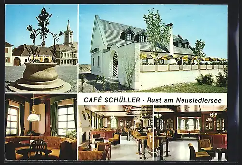 AK Rust am Neusiedlersee, das Cafe Schüller, in den Gasträumen, am Brunnen