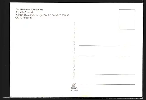 AK Rust am See, Gesamtansicht mit der Kirche, Gästehaus Christine in der Ödenburger Strasse 25, Gästezimmer, Weinflasche