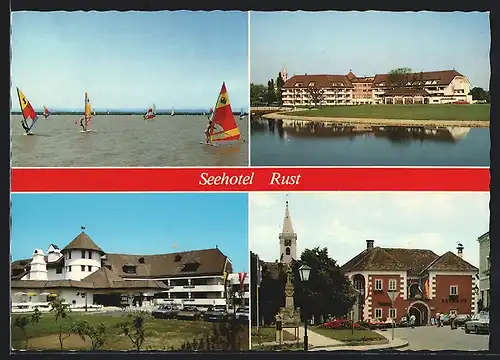 AK Rust am See, das Seehotel, Rathaus, Segelboote