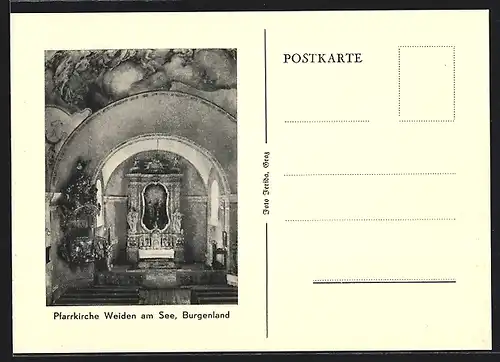 AK Weiden am See im Burgenland, Innenansicht der Pfarrkirche