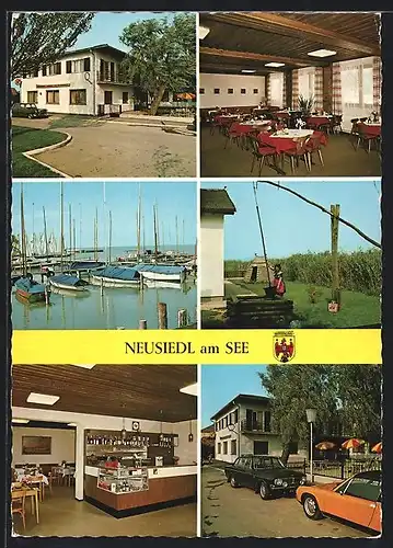 AK Neusiedl am See im Bgld., Restaurant Pension Till Eulenspiegel in der Seestrasse 37, Gasträume, Hafen