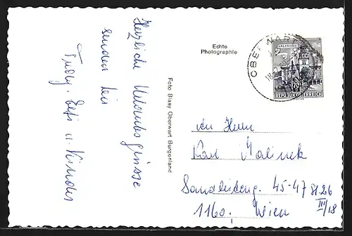 AK Oberwart, Gesamtansicht, Kirche, Park mit Denkmal, Rathaus