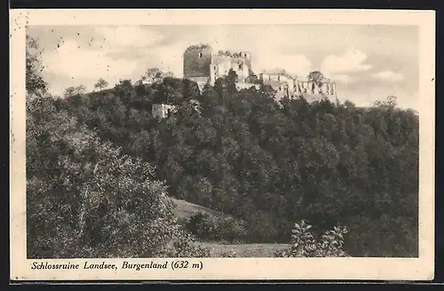 AK Landsee im Burgenland, Blick auf die Schlossruine