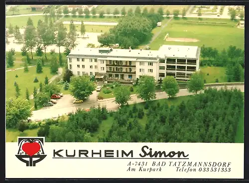 AK Bad Tatzmannsdorf, Kurheim Simon am Kurpark, Fliegeraufnahme