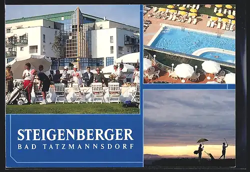AK Bad Tatzmannsdorf, das Steigenberger Hotel, der Swimming Pool, Golfspieler