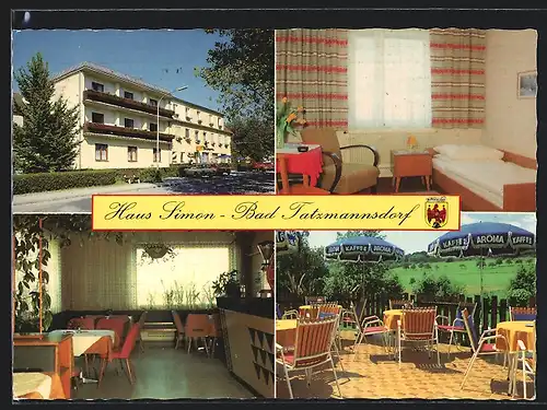 AK Bad Tatzmannsdorf, Haus Simon, Aussen, Terrasse, Aufenthaltsraum