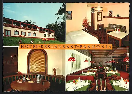 AK Bad Tatzmannsdorf, Hotel-Restaurant Pannonia, Liegewiese, Lokal, Gästezimmer
