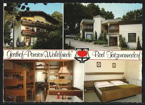 AK Bad Tatzmannsdorf, Gasthof-Pension Waldfriede, Speiseraum, Gästezimmer