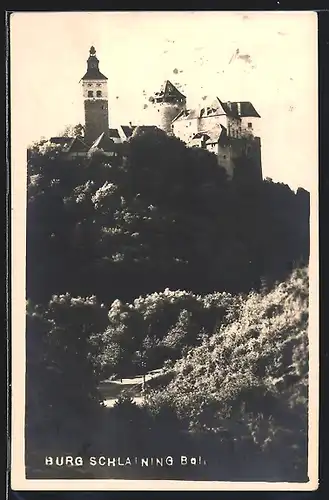 AK Schlaining im Burgenland, die Burg auf dem Berg