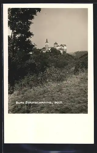 AK Stadtschlaining im Burgenland, Blick von den Feldern zur Burg