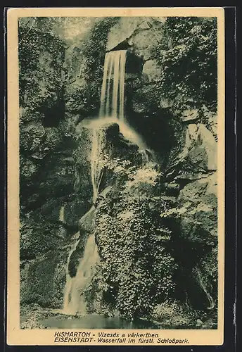 AK Eisenstadt, der Wasserfall im fürstlichen Schlosspark