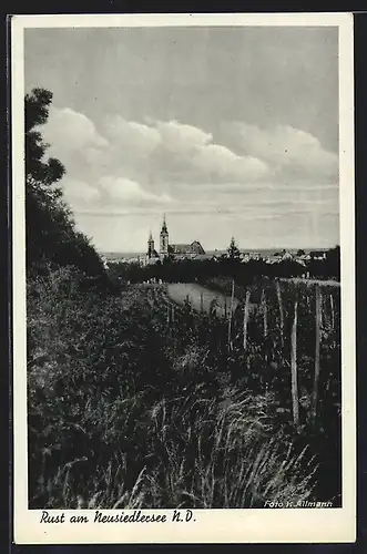 AK Rust am Neusiedlersee N.D., Panorama der Stadt mit der Kirche