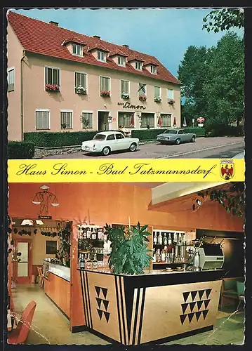 AK Bad Tatzmannsdorf, Haus Simon, an der Theke, Wappen