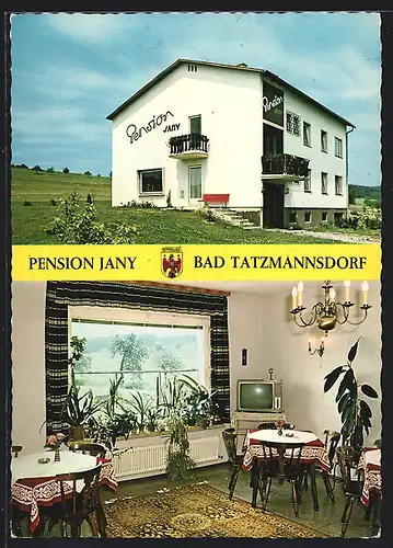 AK Bad Tatzmannsdorf im Burgenland, die Pension Jany, Fernsehraum