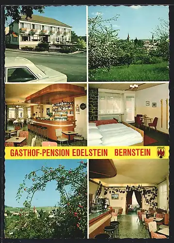 AK Bernstein, Gesamtansicht, Gasthof-Pension Edelstein, Gästeraum, an der Theke