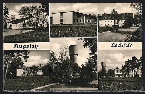 AK Lager Lechfeld, Flugplatz, Gebäude und Turm