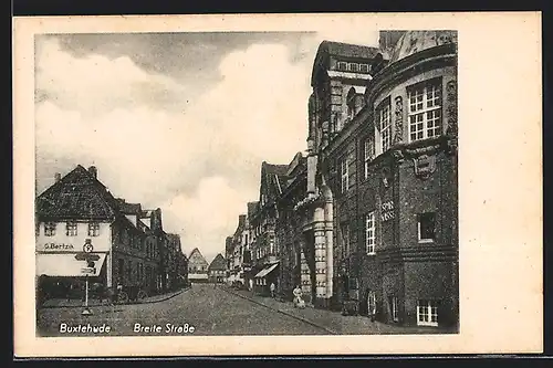 AK Buxtehude, Breite Strasse mit Geschäft G. Bertzig