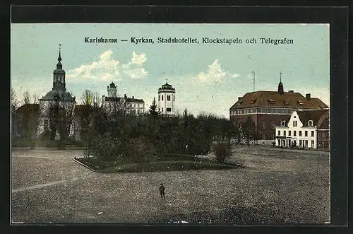 AK Karlshamn, Kyrkan, Stadshotellet, Klockstapeln och Telegrafen