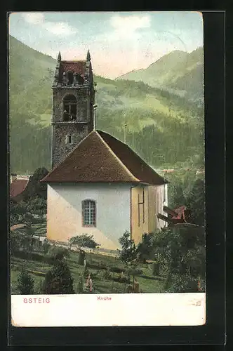 AK Gsteig, Kleine Kirche mit Garten