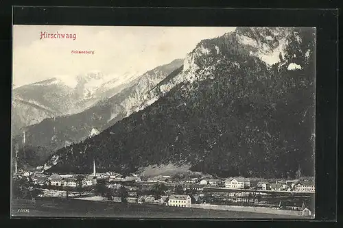 AK Hirschwang, Ortsansicht gegen Schneeberg