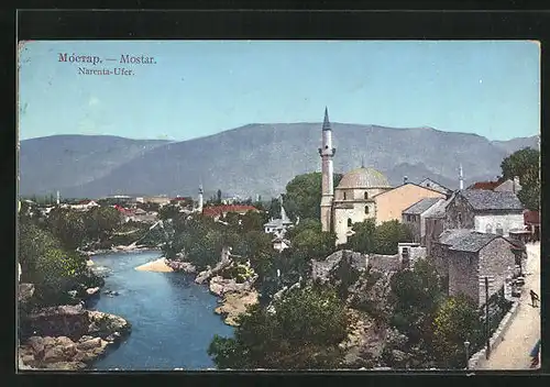 AK Mostar, Ortspartie am Narenta-Ufer