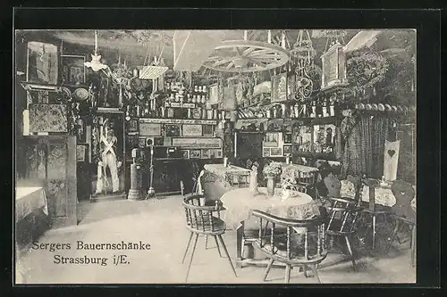 AK Strassburg i/E., Sergers Gasthof Bauernschänke, Innenansicht