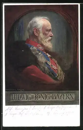 Künstler-AK König Ludwig III. von Bayern in Uniform von der Seite betrachtet
