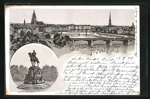 Lithographie Frankfurt, Denkmal Wilhelm I.