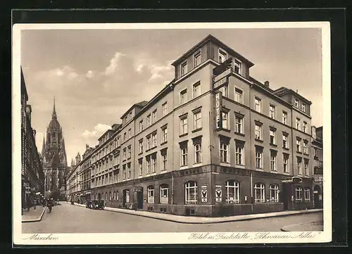 AK München, Hotel Schwarzer Adler, Schillerstrasse Ecke Landwehrstrasse