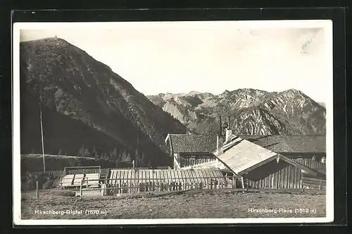 AK Hirschberghaus, Berghütte mit Blick auf Hirschberg-Gipfel, Zugspitze und Kampen