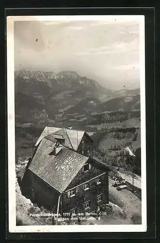 AK Purtschellerhaus am Hohen Göll, Sicht aus der Vogelschau