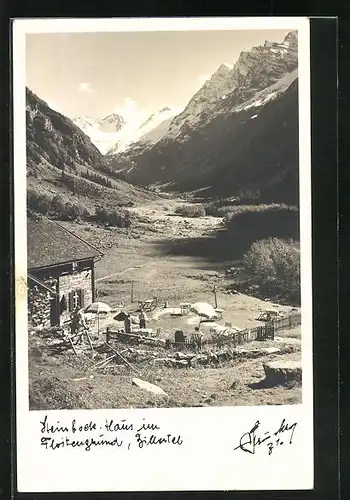 Foto-AK Ginzling, Steinbockhütte in Floitengrund