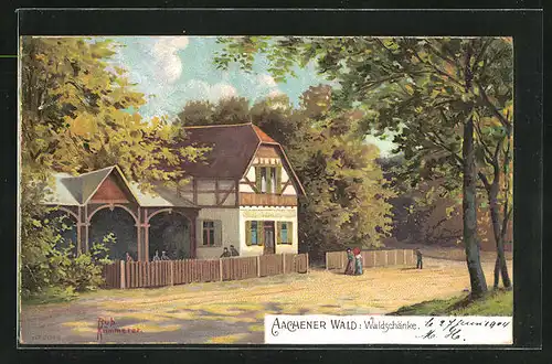 Lithographie Aachen, Gasthaus Waldschänke im Aachener Wald