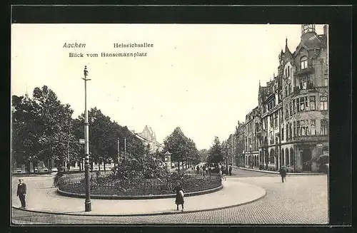 AK Aachen, Heinrichsallee, Blick vom Hansemannplatz