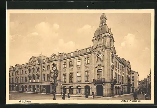 AK Aachen, Passanten vor dem alten Kurhaus