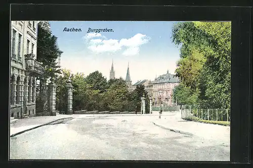 AK Aachen, Idylle am Burggraben