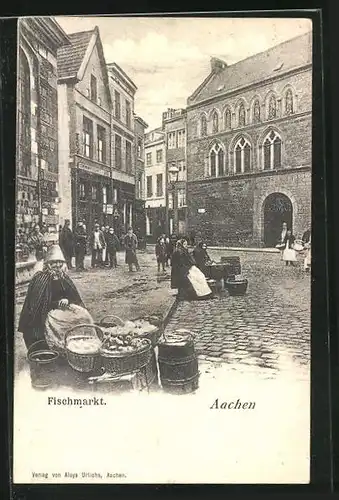 AK Aachen, Marktfrauen auf dem Fischmarkt