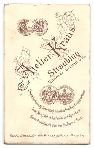 Fotografie Atelier Kraus, Straubing, Portrait stattlicher Herr in modischer Kleidung mit Schnurrbart