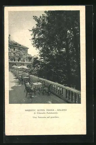AK Mailand, Gartenterrasse im Majestic Hotel Diana