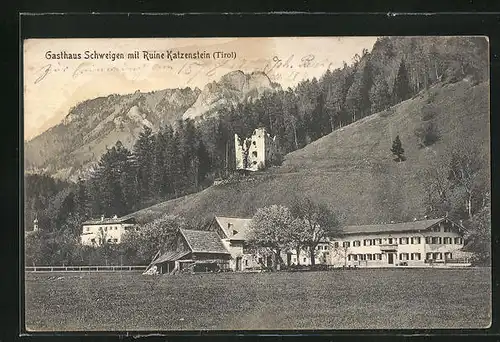 AK Erl, Gasthaus Schweigen mit Ruine Katzenstein