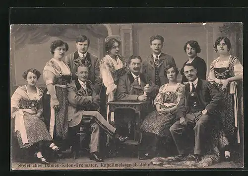 AK Steirisches Damen-Salon-Orchester mit Kapellmeister h. Jahn